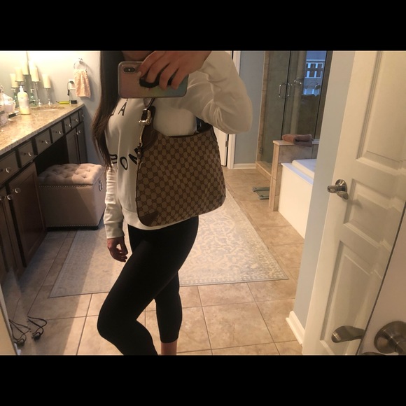 RARE Gucci brown canvas horse-bit hobo - Picture 8 of 8